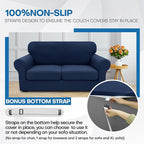 XINEAGE 2026 New 2 Pieces Chair Covers with Arms Super Stretch Chair Slipcover for Living Room Pet Dog Universal Slip Cover Anti Slip Armchair Furniture Protector (Navy Blue), 31"-46"(1 Cushion)