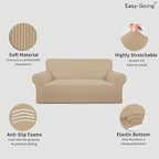 Easy-Going Stretch Oversized Loveseat Slipcover 1-Piece Sofa Cover Furniture Protector Couch Soft with Elastic Bottom for Kids Polyester Spandex Jacquard Fabric Small Checks Sand