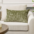 AVOIN colorlife Wildflowers Spring Moss Green Throw Pillow Cover, 12 x 20 Inch Floral Cushion Case Decoration for Home Sofa Couch