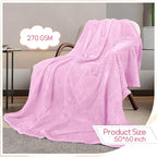 4 Pack Fleece Throw Blankets 50x60 Inches - Oeko-Tex Certified 100, 270 GSM Ultra Soft Plush for Bed, Couch and Cozy Gifts. 3D Waffle Texture, No Shedding No Pilling All Season (Pink)