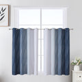 Navy Blue and Greyish White Blackout Curtains for Kitchen 36 Inch Length