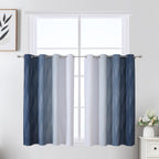 Navy Blue and Greyish White Blackout Curtains for Kitchen 36 Inch Length