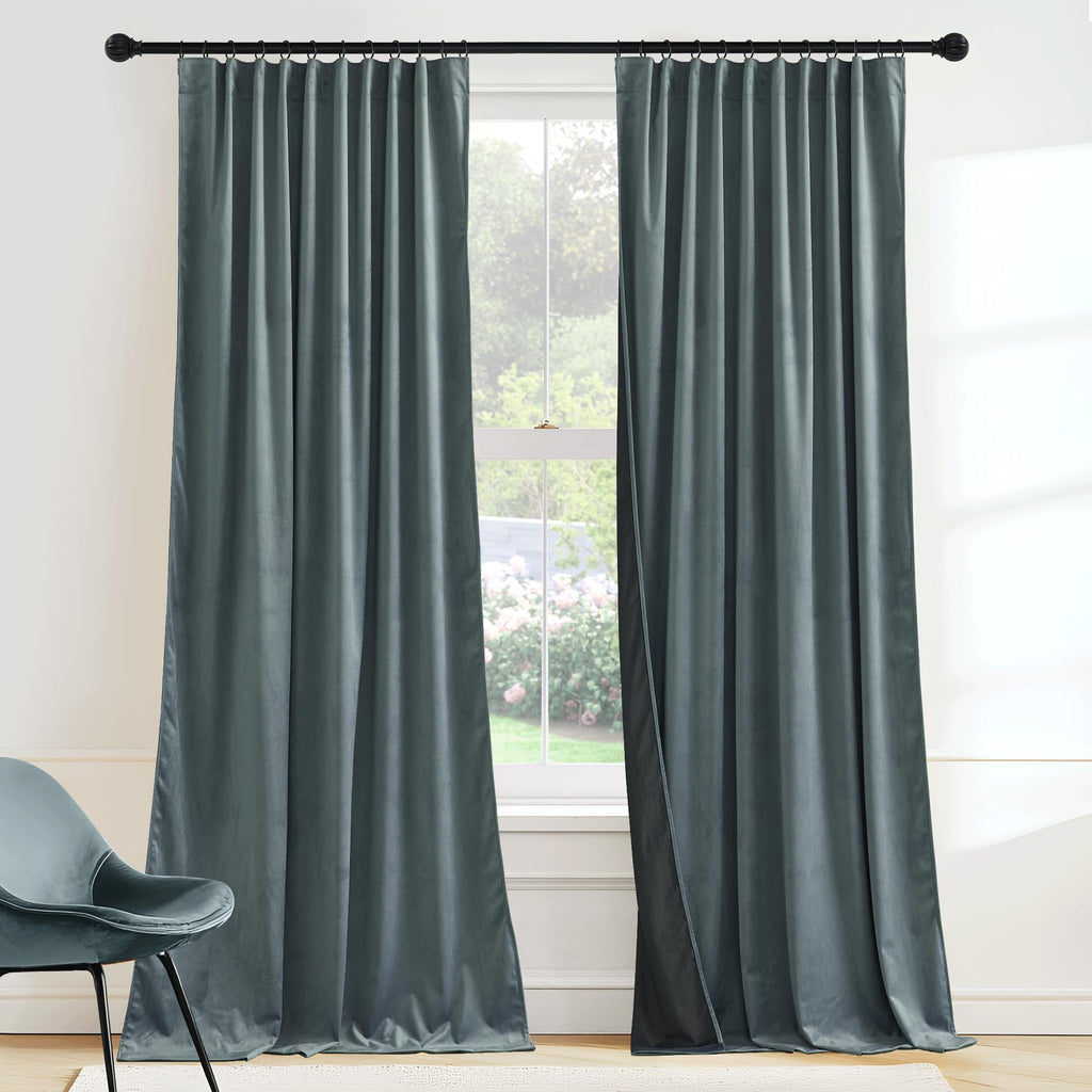 RYB HOME Velvet Curtains 102 inches Long, Extra Long High Ceiling Curtains