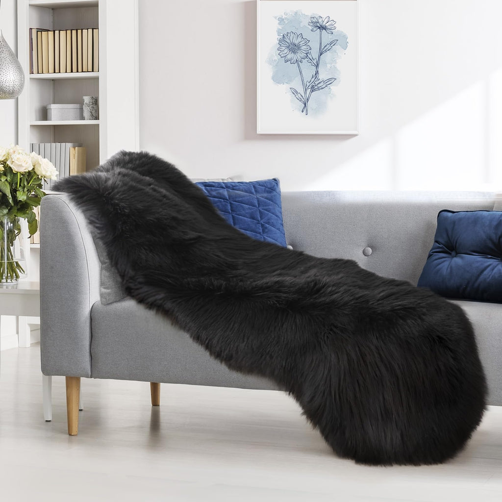 Ciicool Ultra Soft Faux Sheepskin Fur Rug 2x6 Feet Fluffy Rug for Bedroom