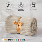 BEDELITE 3D Ribbed Jacquard Linen Blankets Queen Size for Bed, 90x90 Inch