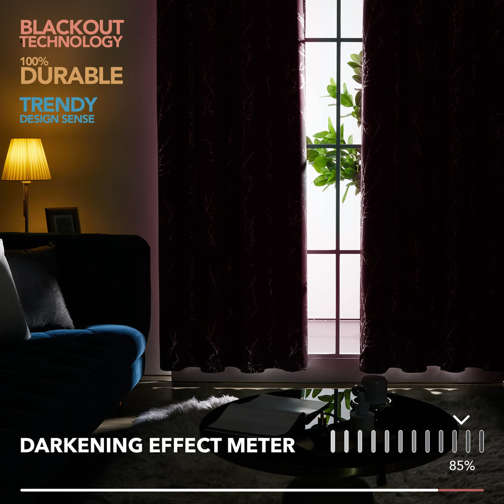 Deconovo Living Room Curtains 63 Inches Long, Blackout Curtains for Bedroom