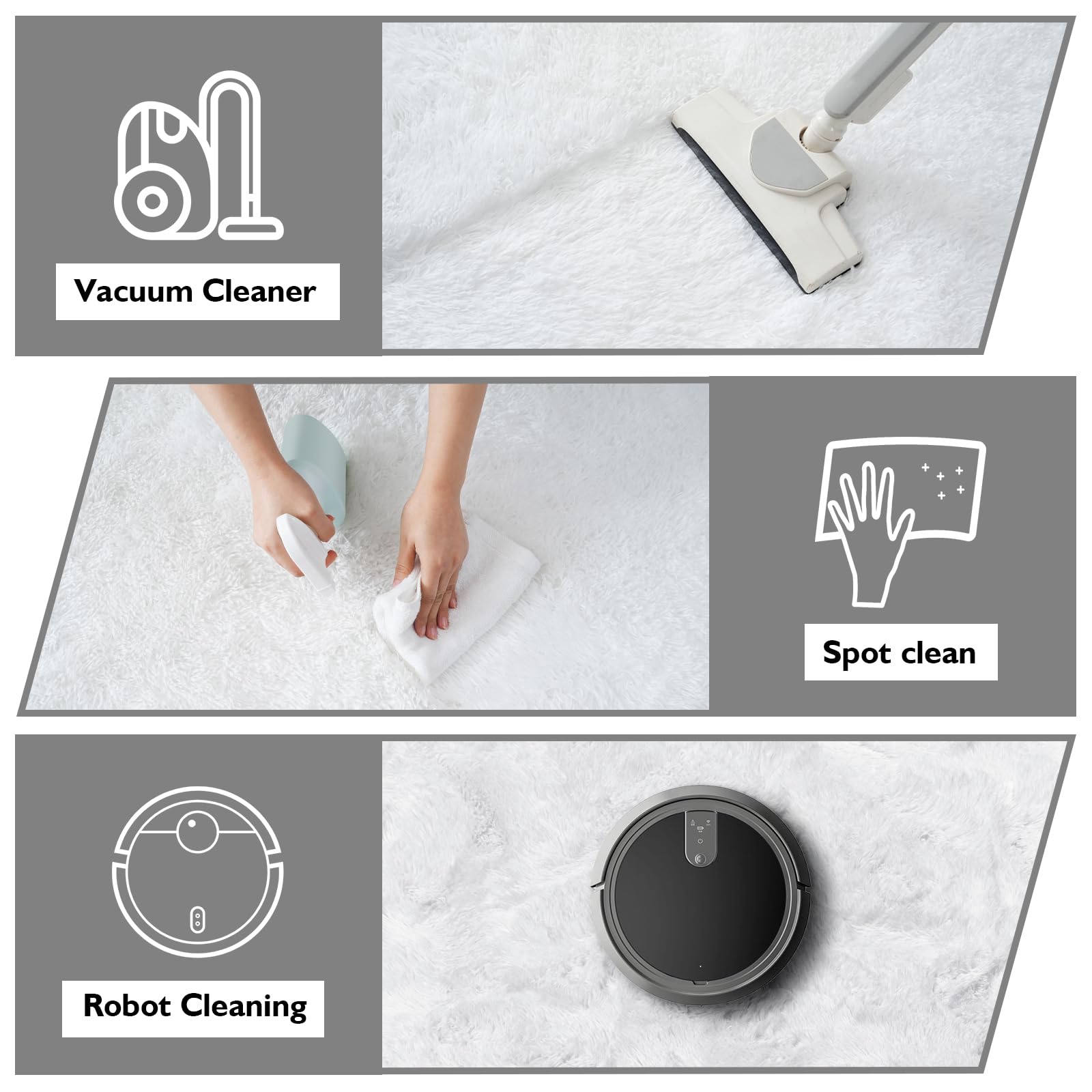 White Fluffy Round Area Rugs for Bedroom,4'X4'Shag Circle Small Area Rugs