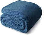 Whale Flotilla Queen Size Fuzzy Fleece Blanket for Bed, 90x90 Inch Fluffy Warm Soft Jacquard Blankets for All Season, Lightweight and Cozy, Navy Blue