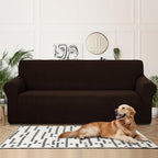 U-NICE HOME 4 Seater Stretch Couch Cover Sofa Cover Washable Sofa Slipcover Furniture Protector for 3 Cushion Couch Sofa Pet Friendly, Chocolate