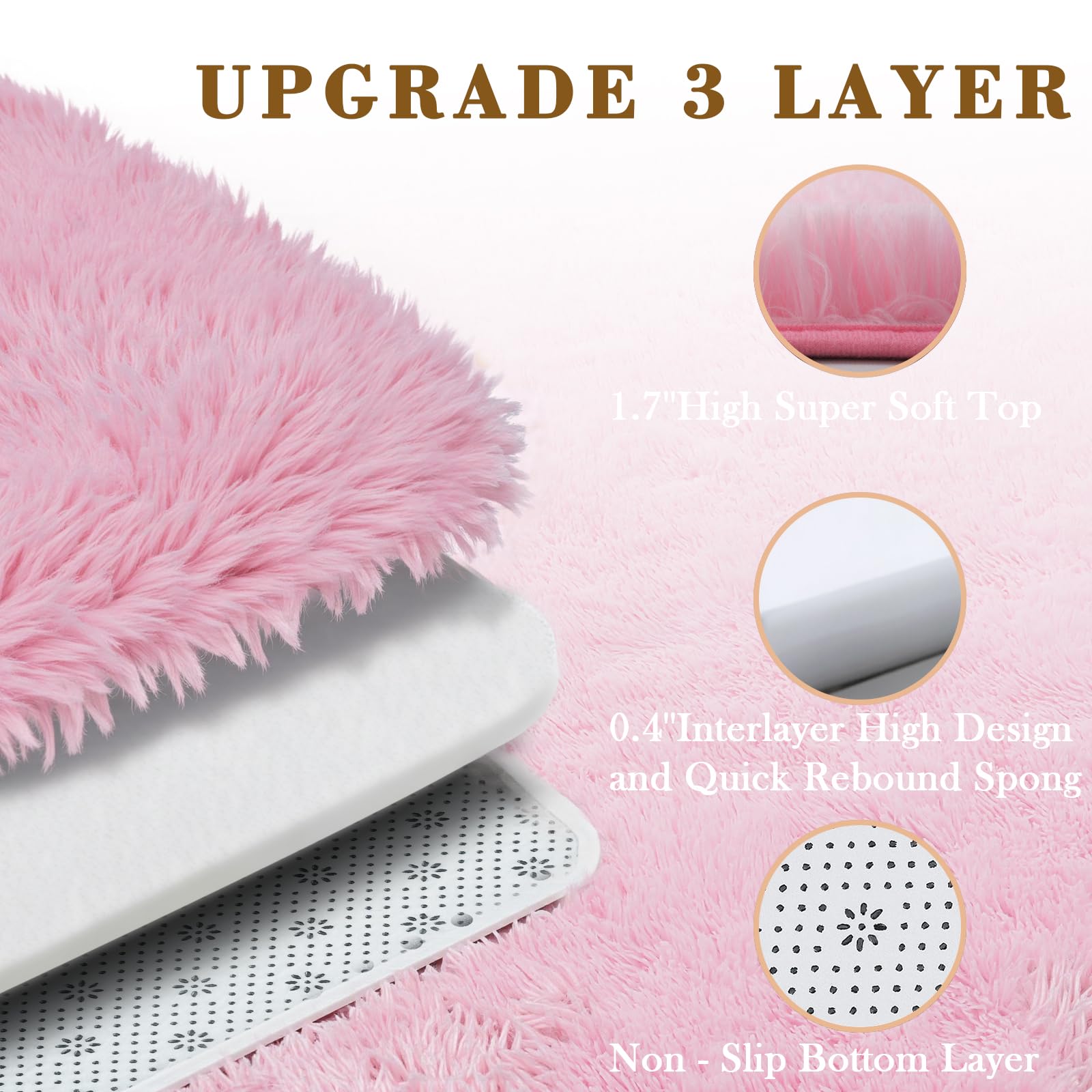 8x10 Area Rugs for Living Room,Pink Large Shaggy Carpet Plush Furry Rug
