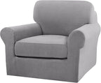 Turquoize 2 Piece Chair Covers Chair Slipcovers for Living Room Armchair Couch Cover Chair Sofa Cover with Individual Cushion Covers Furniture Cover for Chairs Feature Jacquard Fabric (Chair, Dove)