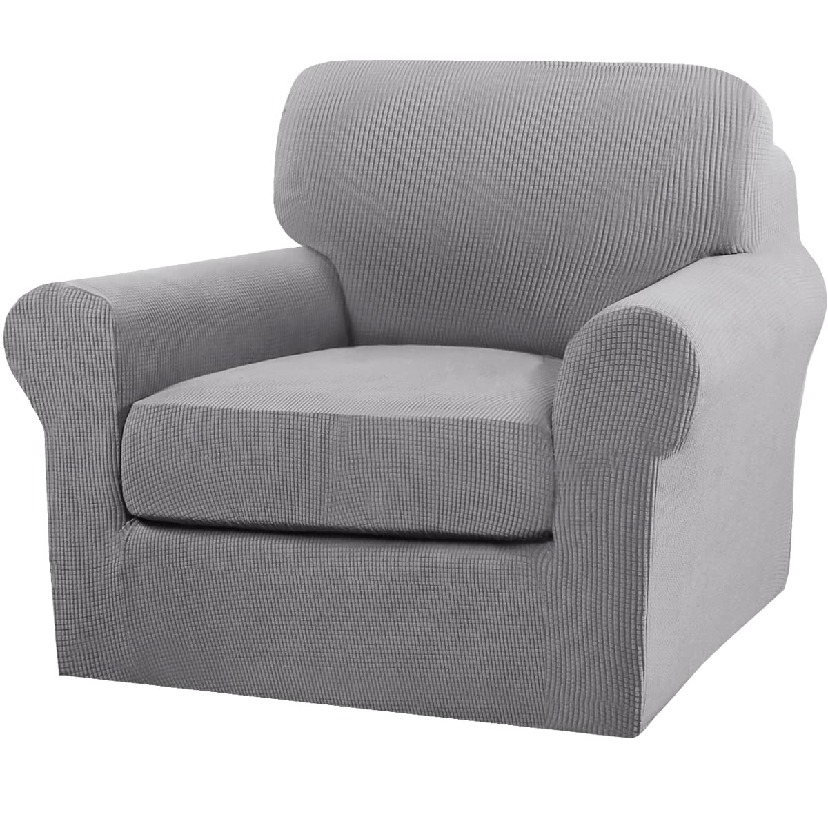 Turquoize 2 Piece Chair Covers for Living Room Armchair Couch Cover with Individual Cushion Covers Furniture Cover for Chairs (Chair,BiscottiBeige)