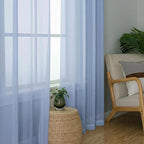OWENIE Sheer Curtains 72 Inches Long 2 Panels Set, Modern Light Filtering Sheer Curtain Rod Pocket Clear Drapes for Window Sliding Door, Demin, 2 Pcs Each 42 x 72 Inch