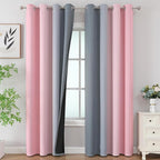 Estelar Textiler Pink and Grey Ombre Blackout Curtains 102 Inches Long for Bedroom, Thermal Insulated Full Room Darkening Grommet Gradient Drapes for Living Room, 52Wx102L, 2 Panels