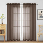 Chocolate Sheer Curtains for Window 72 inches Long 2 Panels Set, Soft Airy Modern Light Filtering Sheer Curtains for Living Room Bedroom, Dual Rod Pocket Solid Window Drapes, 2x42Wx72L inches