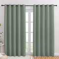 NICETOWN Blackout Draperies Curtains for Kids Room, Window Treatment Thermal Insulated Solid Grommet Blackout Drape Panels for Bedroom (Greyish Green, Set of 2, 70 by 84 inches)
