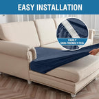 Couch Cover 8-Piece Elastic Velvet Couch Cushion Covers & Chaise Slipcovers for L-Shaped Sofas, Sofa Seat Covers Washable, Soft Cover for Couches (7 Seater + Chaise, Berlin Blue)