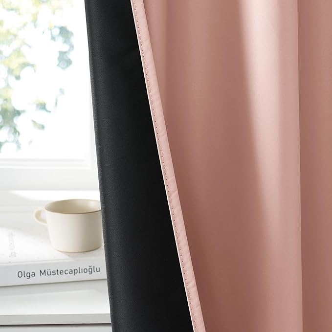 RYB HOME Bedroom Blackout Curtains 80 inches Long, 100% Blackout
