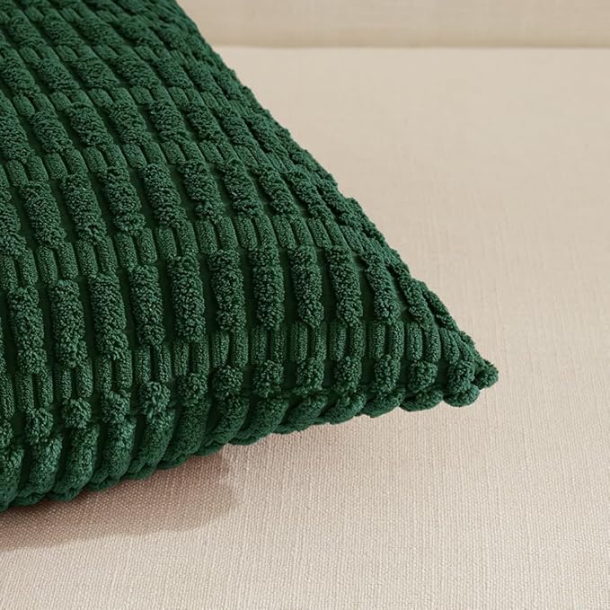 Fancy Homi 4 Packs Decorative Throw Pillow Covers for Living Room Couch Bed, Modern Farmhouse Boho Home Décor Accent Cushion Case, 20" x 20", Dark Green