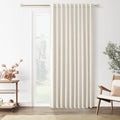 Guken Extra Wide 100% Blackout Linen Curtains for Bedroom 84 Inch Long Natural Cream Black Out Curtain Back Tab Room Darkening Window Drapes for Living Room 1 Panel Beige Ivory 70x84