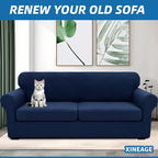 XINEAGE 2026 New 3 Pieces Couch Covers for 2 Extra Large Cushion Sofa Super Stretch Sofa Cover for 2 Large Seat Universal Loveseat Slip Cover for Living Room (Navy Blue), 71"-91"(2 Cushions)