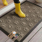 GORILLA GRIP 100% Waterproof All-Season WeatherMAX Doormat 35x23, US Designed Natural Rubber, Stain and Fade Resistant, Low Profile Indoor Outdoor Door Mats, Easy Clean Patio Mat, Tan Pawprints