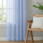 OWENIE Sheer Curtains 78 Inches Long 2 Panels Set for Bedroom Living Room, Soft Solid Light Filtering Sheer Curtain Rod Pocket Clear Drapes for Window Sliding Door, Demin, 42" W x 78" L