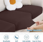 hyha Milk Silk Couch Cushion Covers, Soft Magic Sofa Covers Washable for 2 Cushion Couch, Stretch Sectional Outdoor Cushion Covers for Patio Furniture with Elastic Bottom(2 Packs, Chocolate)