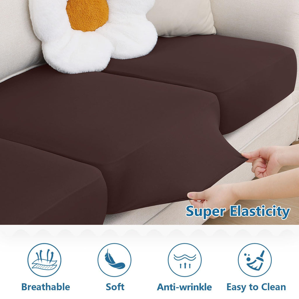 hyha Milk Silk Couch Cushion Covers, Sofa Covers for 3 Cushion Couch