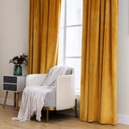 MIULEE Velvet Curtains 108 inches Long 2 Panels - Luxury Blackout Curtains for Bedroom Living Room Thermal Insulated Fall Decor Super Soft Window Drapes Rod Pocket & Back Tab, Mustard Yellow