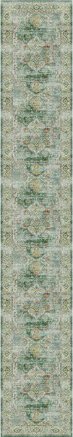 Madane Hallway Runner Rug 2x12, Extra Long Washable Runner Rugs with Rubber Backing, Non Slip Carpet Runner for Hallway, Vintage Rug Runners for Kitchen Laundry Room Entryway (Green, 2'x12')