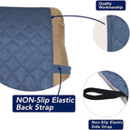 PureFit Reversible Quilted Sofa Cover, Water Resistant Slipcover Furniture Protector, Washable Couch Cover with Non Slip and Elastic Straps for Kids, Dogs (Small Recliner, Dark Blue/Light Blue)