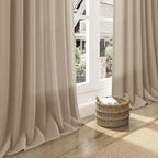 Sepia Beige Linen Curtains 120 Inches Long for Living Room Farmhouse Decor Light Filtering Semi Sheer Curtain Back Tab Neutral Extra Long Floor to Ceiling High Window for Bedroom 52x120, 2 Panels
