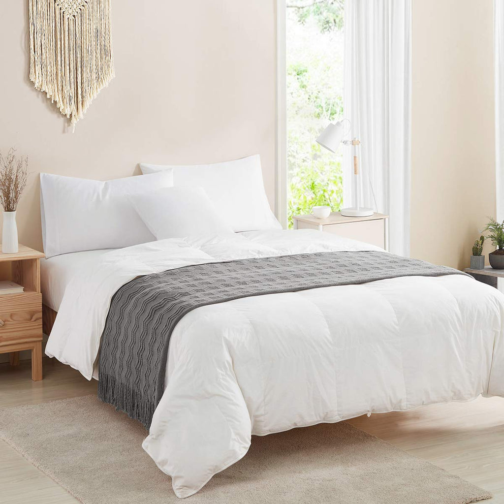 BOURINA Dark Grey Throw Blanket 50x90 Inch Boho Knit Soft Throw Bed Blanket