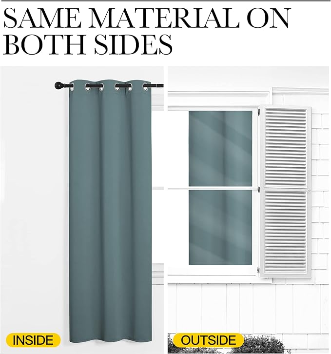 NICETOWN Modern Blackout Curtains Noise Reducing, Thermal Insulated and Privacy Room Darkening Drape Panels for Boy's Guest Room Door Small Short Window (Greyish Blue, 2 Panels, W42 x L40 -Inch)