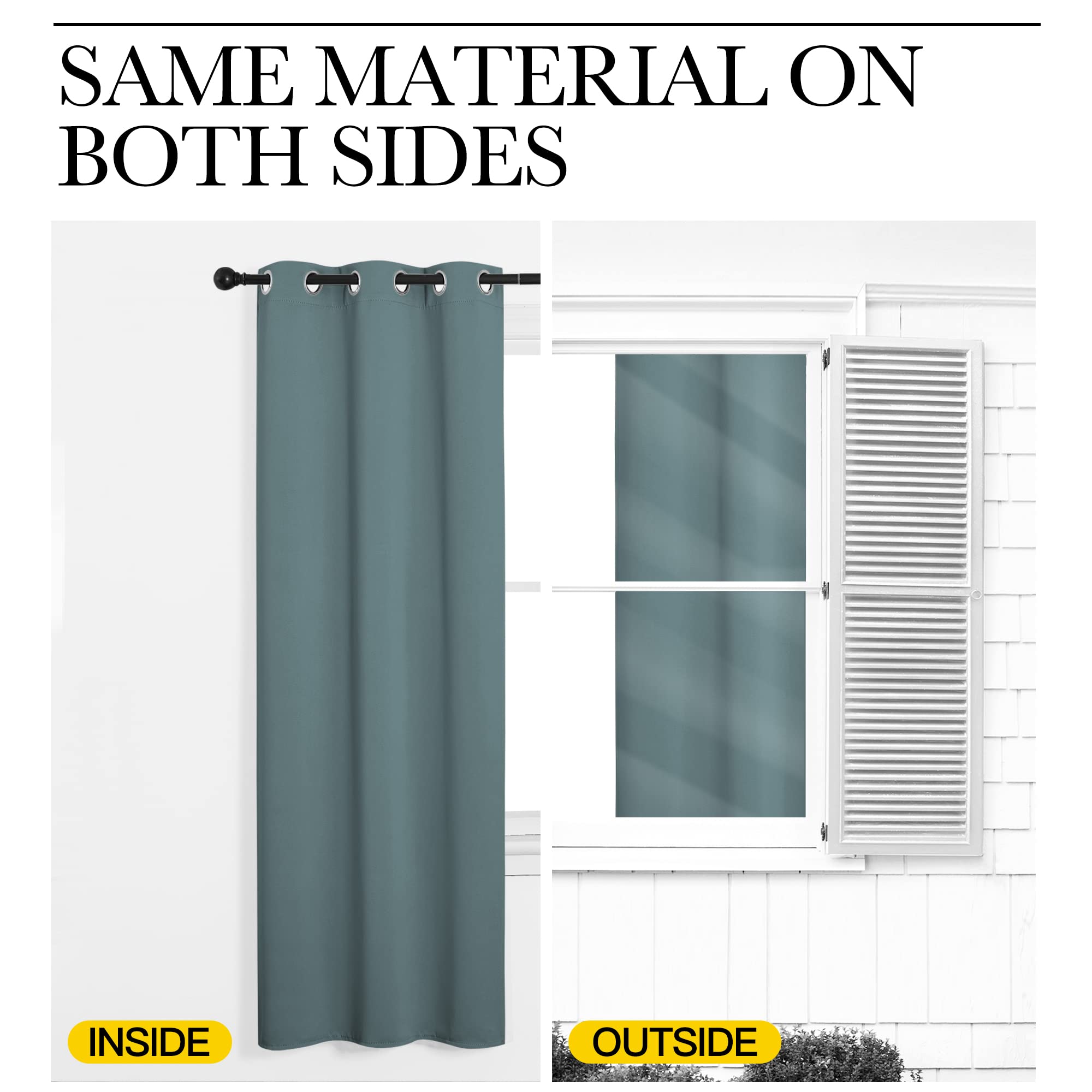 NICETOWN Modern Blackout Curtains Noise Reducing, Thermal Insulated and Privacy Room Darkening Drape Panels for Boy's Guest Room Door Window (Greyish Blue, 2 Panels, W42 x L84 -Inch)