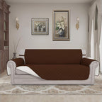 Easy-Going 4 Seater Sofa Slipcover Reversible Sofa Cover Water Resistant Couch Cover with Foam Sticks Elastic Straps Furniture Protector for Pets Children Dog Cat (XX-Large, Coffee/Ivory)