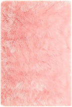 Goolela Pink Fluffy Fuzzy Rug for Girls Bedroom 3x5 Faux Fur Rug Furry Shag Bedside Carpet for Play Room Dorm Soft Plush Rectangle