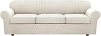 H.VERSAILTEX 4 Piece Stretch Sofa Covers for 3 Cushion Couch Covers for Living Room Furniture Slipcovers (Base Cover Plus 3 Seat Cushion Covers) Upgraded Thicker Jacquard Fabric (XL Sofa, Ivory)