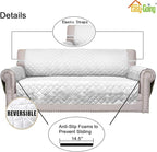 Easy-Going Sofa Slipcover Reversible Loveseat Sofa Cover Couch Cover for 2 Cushion Couch Furniture Protector with Elastic Straps for Pets Kids Dog Cat (Oversized Loveseat, White/White)