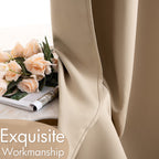 MIULEE Beige Blackout Bedroom Curtains Drapes 96 Inch Long 52"x96"