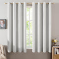 MIULEE 100% Blackout Linen Curtains for Bedroom 52x54 Inch Heathered White