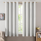 MIULEE 100% Blackout Linen Curtains for Bedroom 52x54 Inch Heathered White
