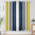 Estelar Textiler Navy Blue and Yellow Blackout Curtains 72 Inch Length 2 Panels Set, Full Room Darkening Grommet Ombre Curtains for Bedroom, Thermal Insulated Light Blocking Gradient Drapes, 52Wx72L
