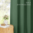 NICETOWN Short Thick Linen Curtains for Small Window, Grommet Bedroom Curtains & Drapes Privacy Added with Light Filtering Window Treatments for Bathroom, Olive Green, 2 Panels, W55 x L54