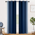 SimpleHome Ombre Room Darkening Curtains for Bedroom, Gradient Blue to Grey White Light Blocking Thermal Insulated Grommet Window Curtain/Drapes for Living Room,2 Panels, 42x84 inches Length