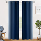 SimpleHome Ombre Blue to Grey White Curtains for Living Room 42Wx84L