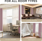 Joydeco Blackout Curtains for Bedroom - 100% Light Blocking 2 Panels Set Pink Drapes 37" W x 84" L, Thermal Insulated Room Darkening Curtains, Linen Textured for Living Room, Rod Pocket & Back Tabs