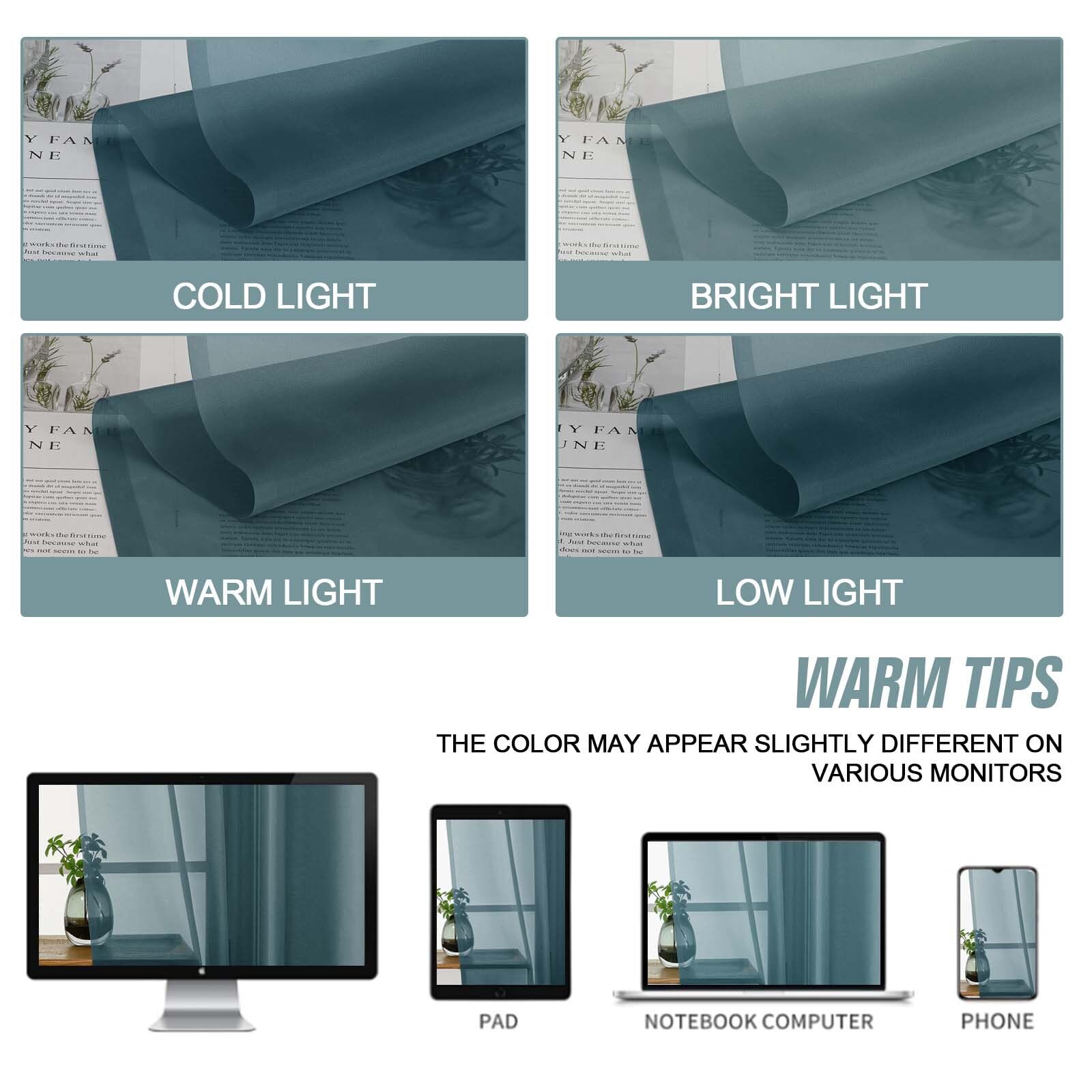 Ebesto Small Sheer Curtains Tier 24 Inches Length 2 Pieces, Light Filtering Cafe Curtains for Living Room Bathroom, Modern Window Treatments Dual Rod Pocket Panels, Dusty Blue, 2X42Wx24L Inches