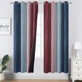 Navy Blue and Burgundy Red Ombre Blackout Curtains for Bedroom 72 Inch Long